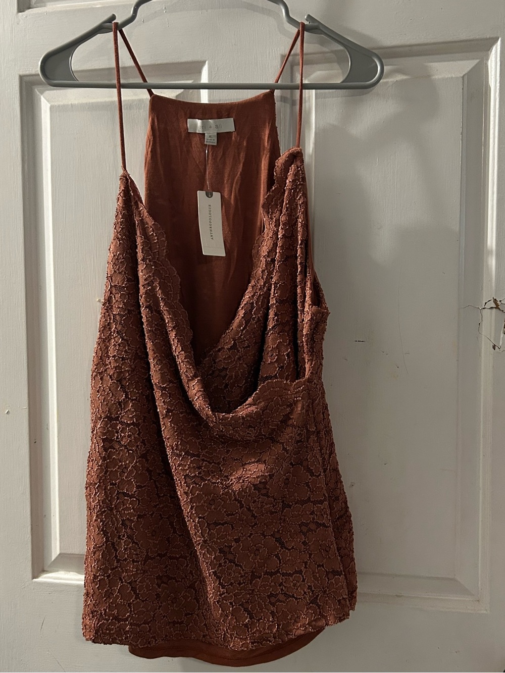 Anthropologie Rust Lace Cowl Cami